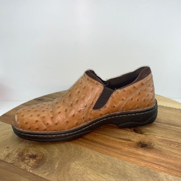 ARIAT Real Ostrich Performance Slip Ons Roper Shoes Cognac Womens US Size 9B - Picture 12 of 16